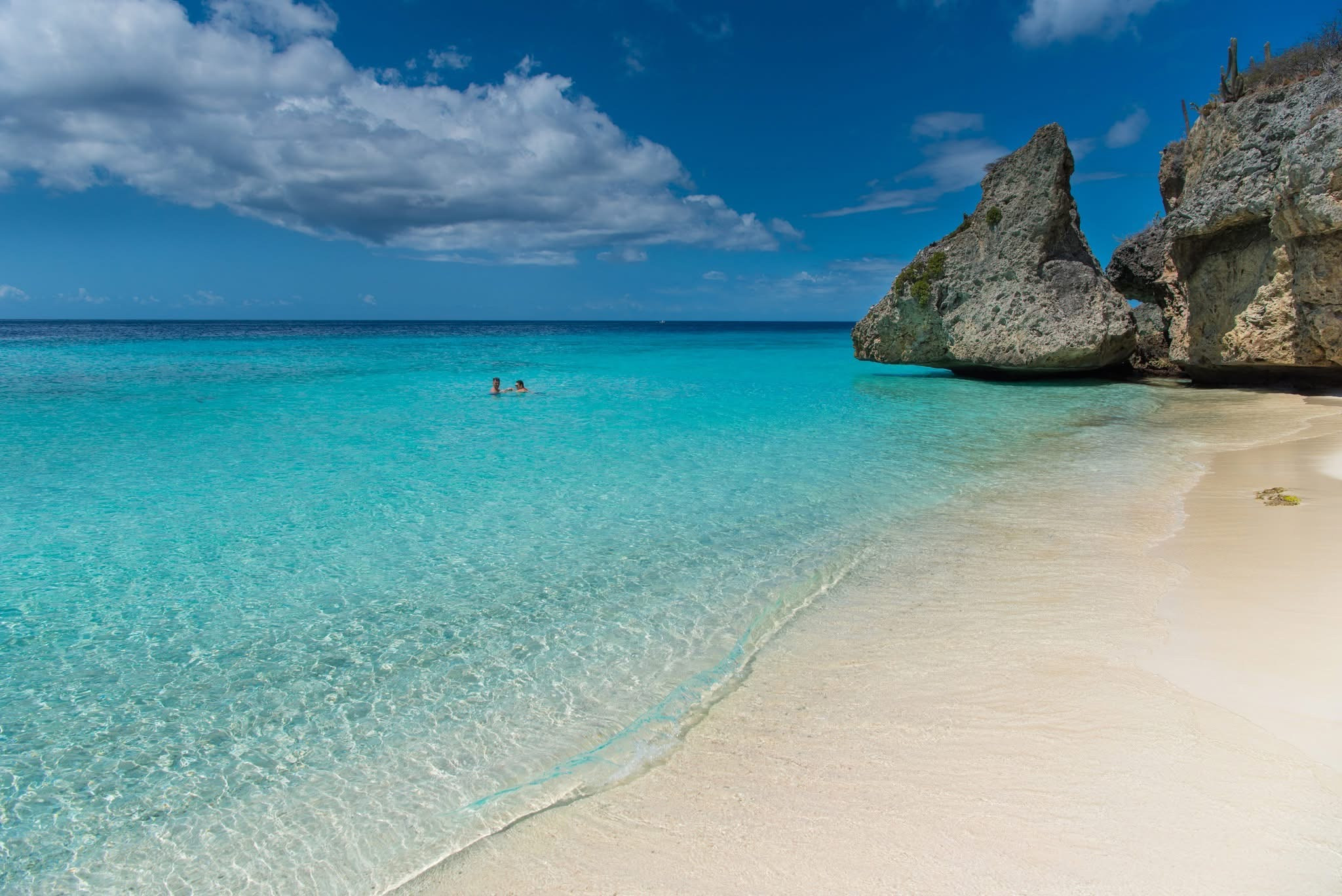 A quiet white-sand beach on the west coast of Curaçao